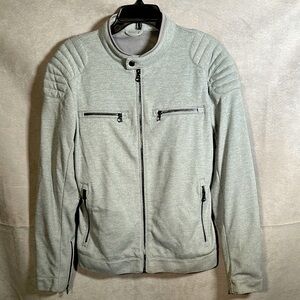 Gray Quilted Zip-Up Jacket